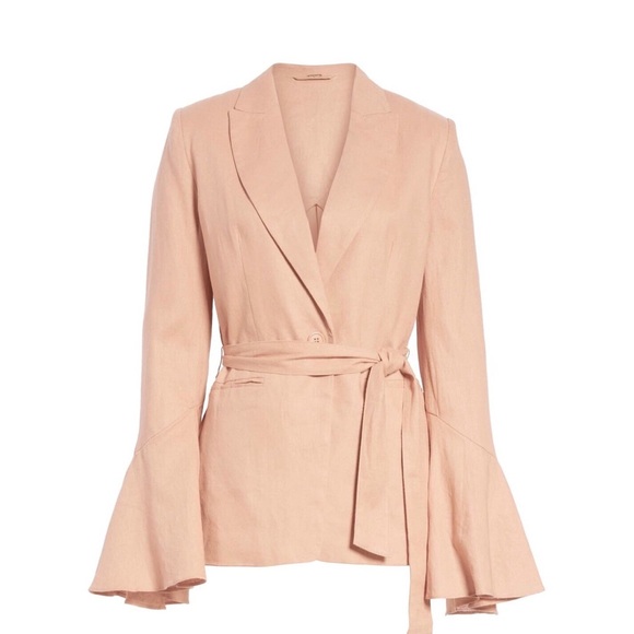 Free People Jackets & Blazers - Free People Linen Flared Sleeve Blazer in Blush